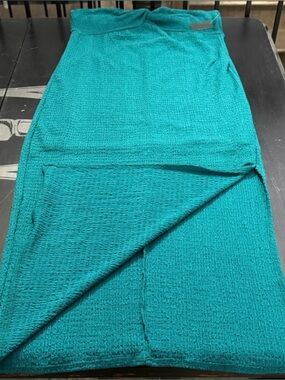 Wild Fable Teal Textured Strapless Bodycon Midi Dress Ruched Side Slit XL